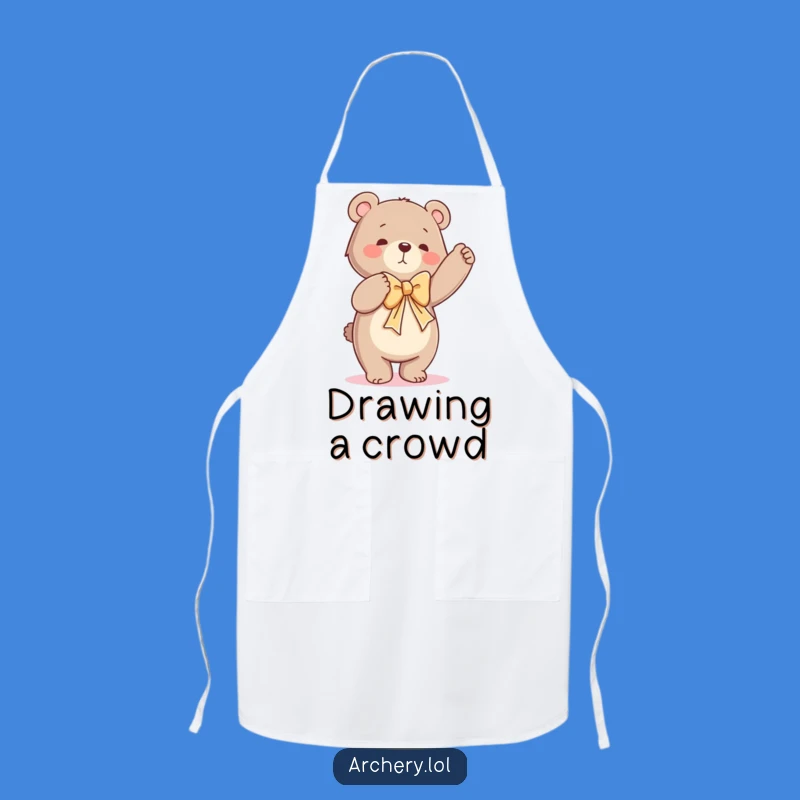 Funny Dancing Bear Apron Hilarious Bow Drawing Kitchen Fun Gift