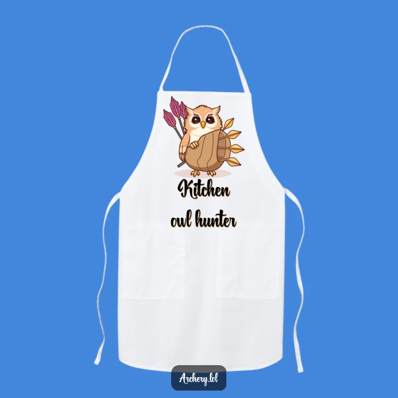 Funny Giggling Owl Apron: Peek-a-Boo Archer Chef Design, Humorous Kitchen Funny Gift