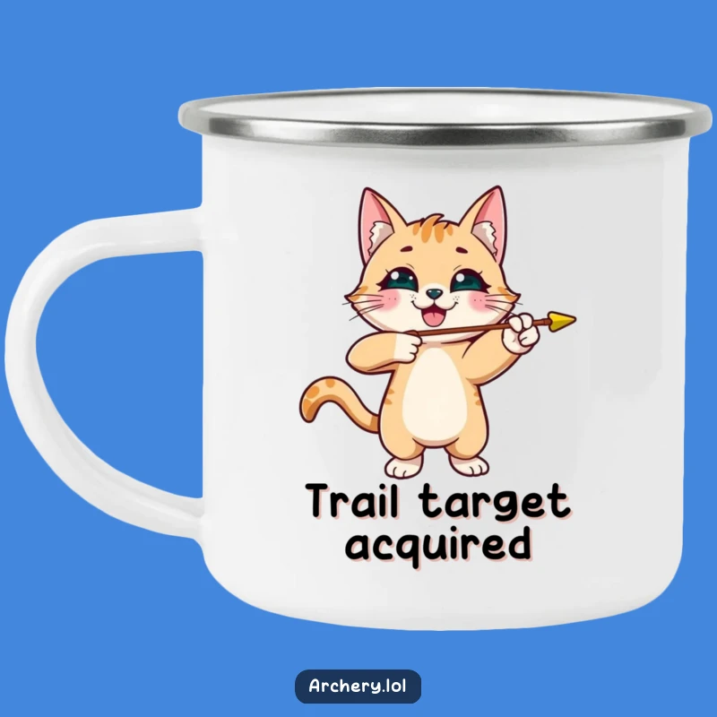 Funny Cat Archer Camping Mug: Durable Kitty Arrow Cup, Perfect Outdoor Funny Gift