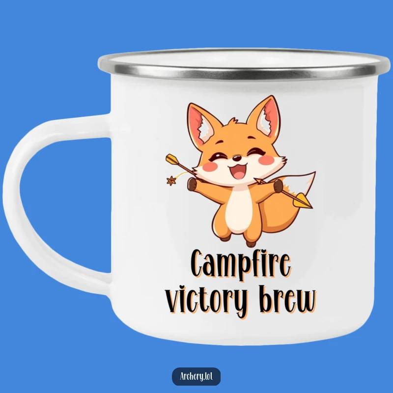 Funny Fox Archer Camping Mug: Triumphant Adventures, Perfect Outdoor Funny Gift