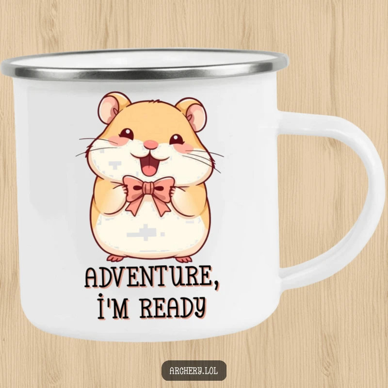 Funny Hamster Archer Camping Mug: A determined hamster holds a tiny bow, ready for outdoor adventures and hot drinks.