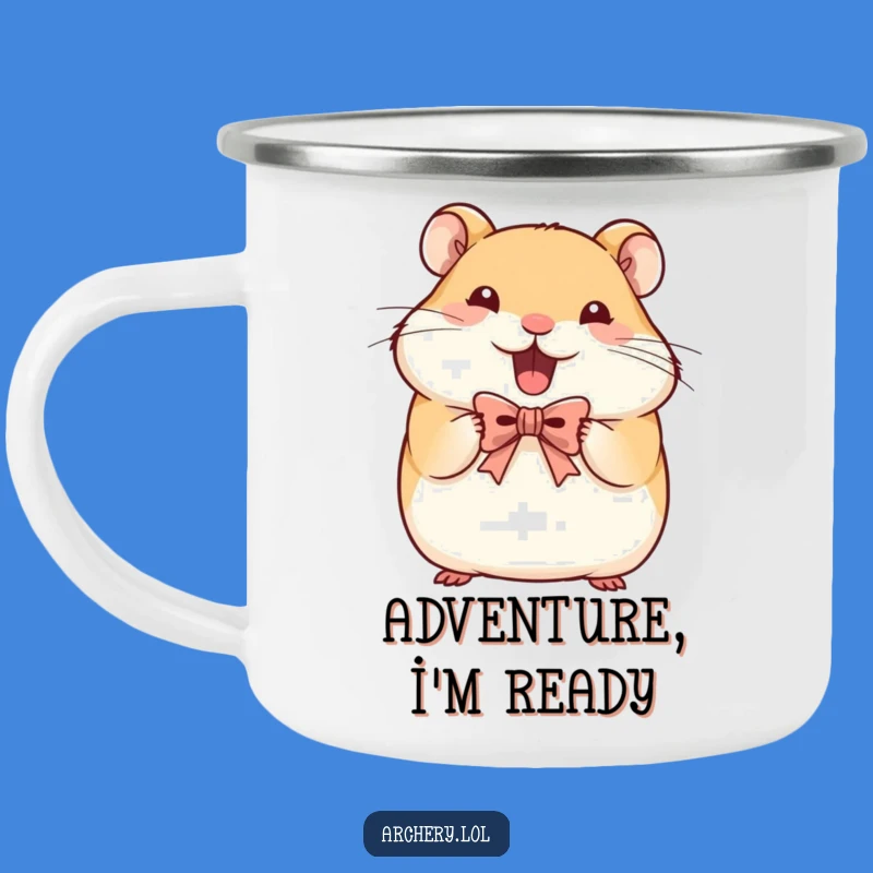 Funny Hamster Archer Camping Mug: Determined Rodent, Adventure Gift