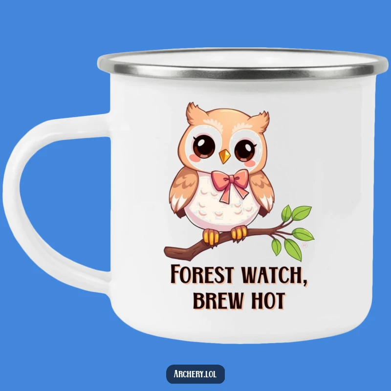 Funny Owl Archer Camping Mug: Sip with Wisdom Under the Stars, Hilarious Outdoor Companion