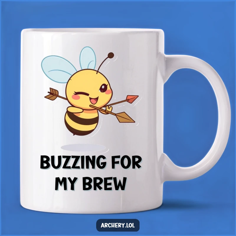 Funny Bee Archer Mug: A Determined Bee Aiming Arrows, Perfect Funny Gift for Archery Enthusiasts