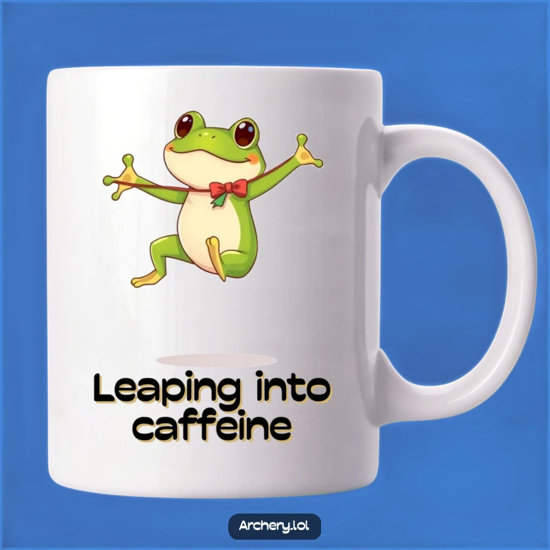 Funny Bouncing Frog Mug - Hilarious Leap with Flimsy Bow Gift Idea