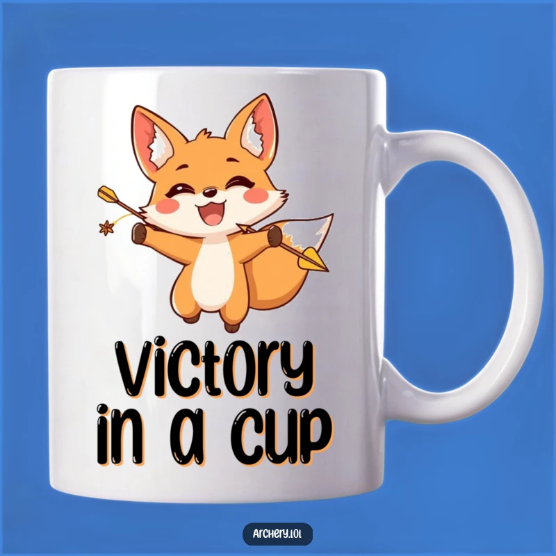 Funny Fox Archer Mug: Triumphantly Released, Perfect Gift for Winners