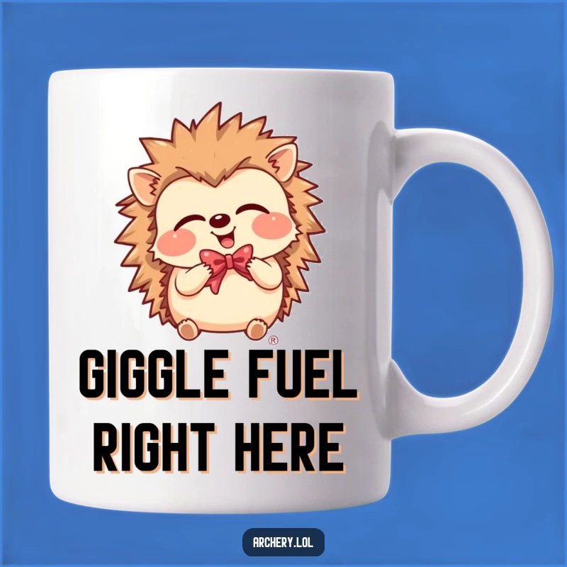 Funny Giggling Hedgehog Mug - Adorable & Hilarious Gift for Bow Lovers