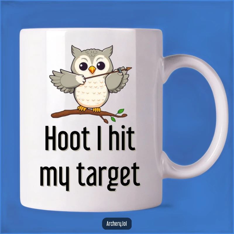 Funny Owl Archer Mug: A Joyful Bird's Perfect Shot, Ideal Gift for Archery Fans