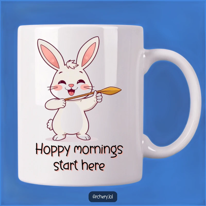 Funny Rabbit Archer Mug: Cheerful Rabbit Shooting Arrow, Perfect Funny Gift for Happy Shooters