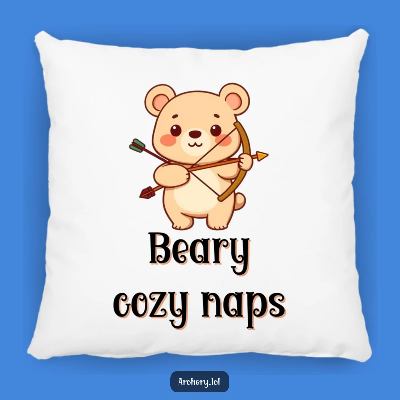 Funny Bear Archer Pillow: Snuggle with a Proud Protector!
