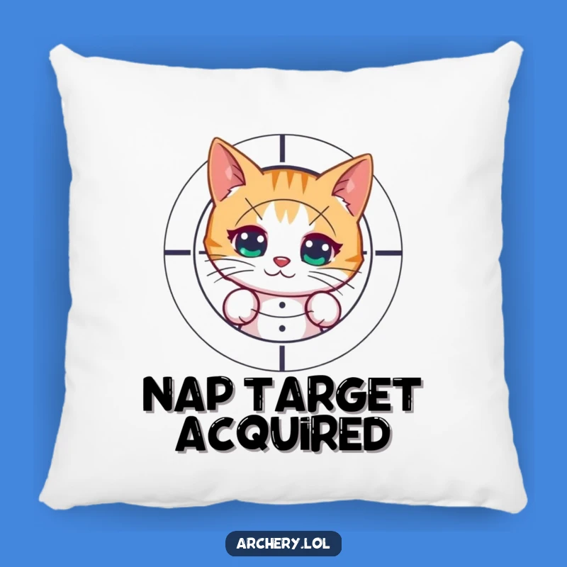 Funny Cat Archer Pillow: Snuggle Up with a Curious Shot!