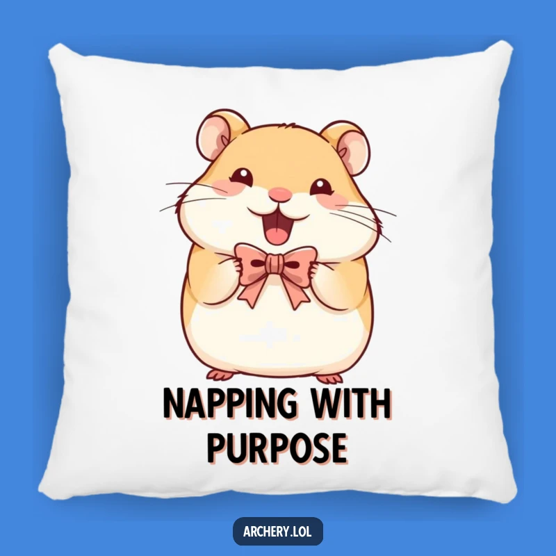 Funny Hamster Archer Pillow: Cozy Determined Rodent Accent, Perfect Gift