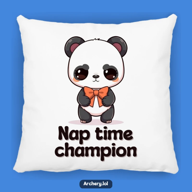 Soft Funny Panda Archer Pillow: Cute Determined Panda Cushion, Comfy Humorous Gift Accent