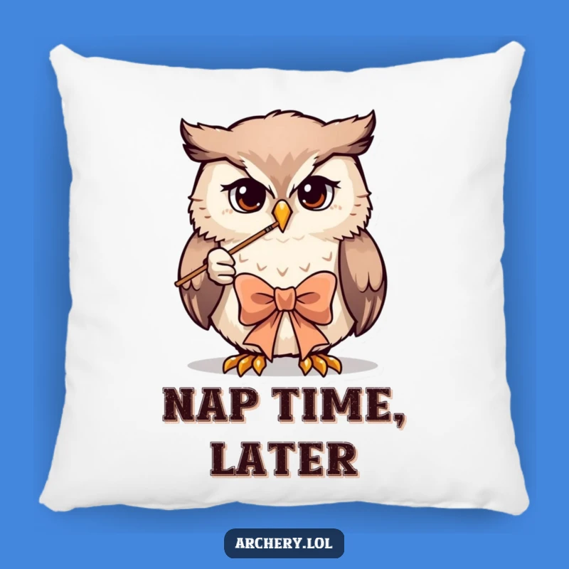 Funny Owl Archer Pillow: Cozy Focus Comfort, Adorable Funny Gift