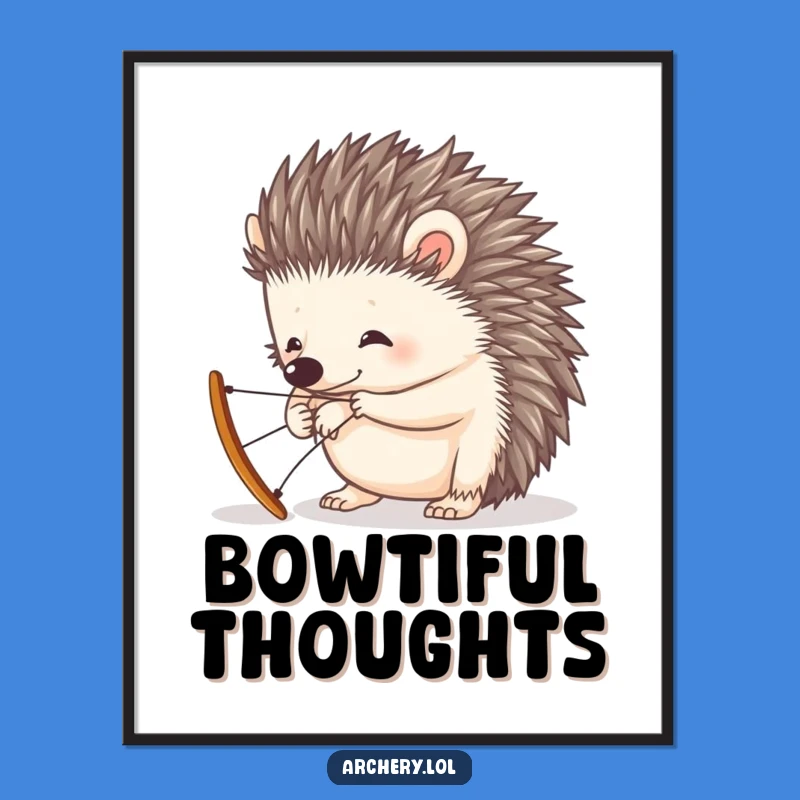 Funny Hedgehog Bow Stringing Digital Art: Curious Critter's Whimsical Creation