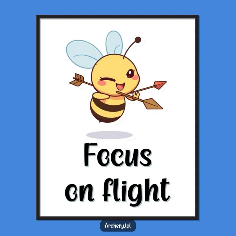 Funny Bee Archer Digital Art Print: High-Quality Determined Bee Artwork, Instant Funny Gift Download