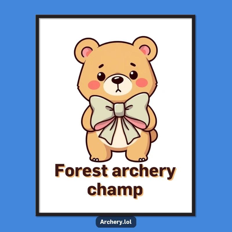 Funny Bear Archer Digital Art: Determined Aim Captured in Hilarious Detail, Instant Download Decor