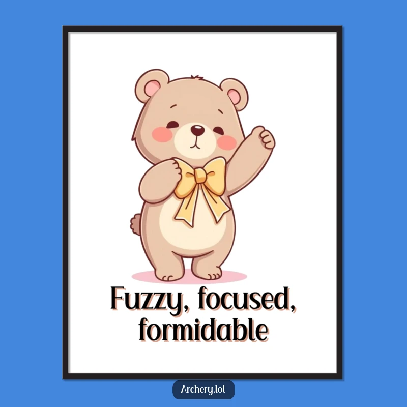 Funny Dancing Bear Digital Art Hilarious Bow Drawing Wall Decor Gift