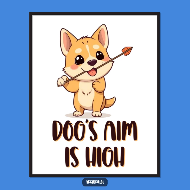 Funny Dog Archer Digital Art: Accidental Aim Captured, Hilarious Instant Download Decor