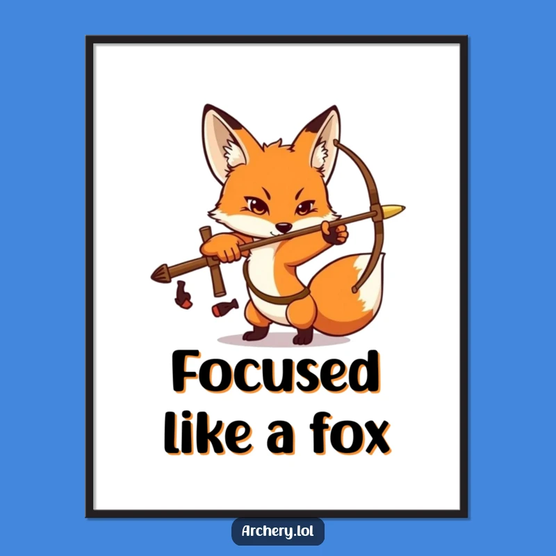Funny Fox Archer Digital Art Print: Focused Fox Art, Instant Funny Gift Download