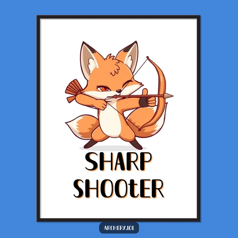 Funny Fox Archer Digital Art: Winking Fox's Dynamic Pose
