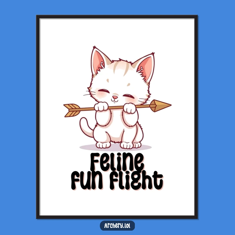 Funny Kitten Arrow Play Digital Art Adorable Wall Decor Gift