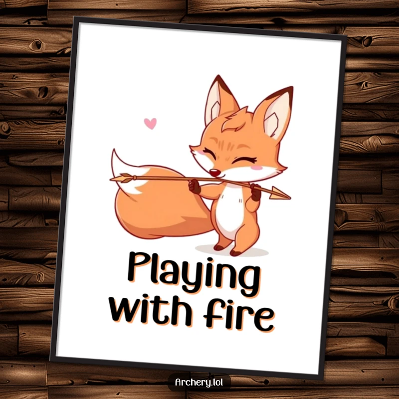 Funny Mischievous Fox Digital Art: A fox winks playfully while shooting an arrow, creating a humorous and charming design.