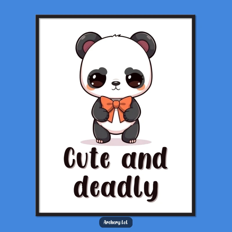 Funny Panda Archer Digital Art: Determined Cute Panda Illustration, Instant Funny Gift Download