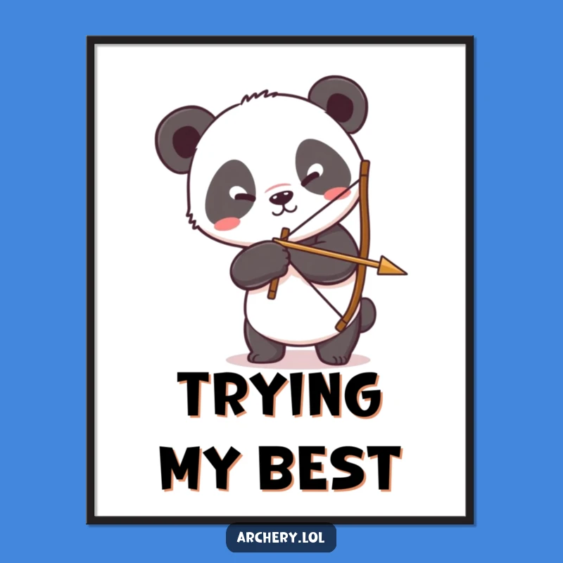 Funny Panda Archer Digital Art Print: Silly Panda Art, Instant Funny Gift Download