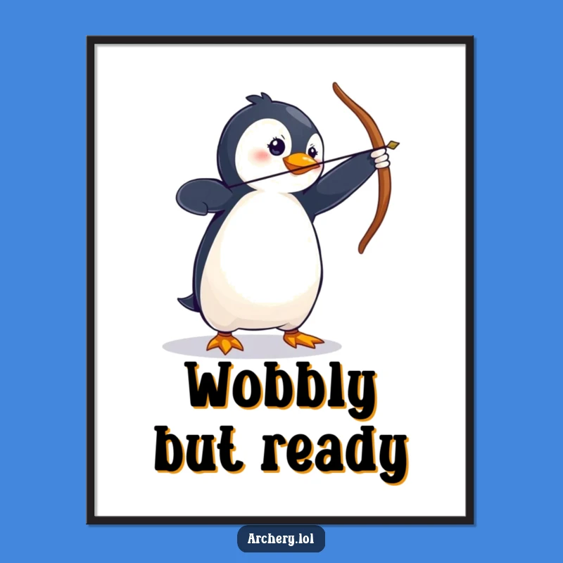Funny Penguin Archer Digital Art - Instant Dramatic Download