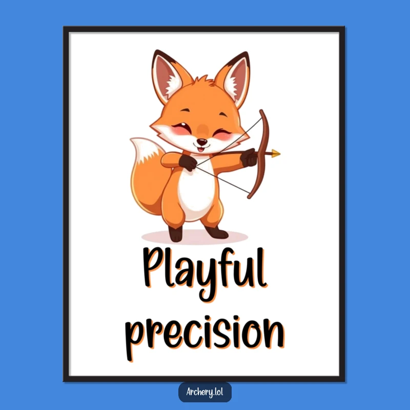 Funny Playful Fox Digital Print - Mischievous Archer Wall Art Gift