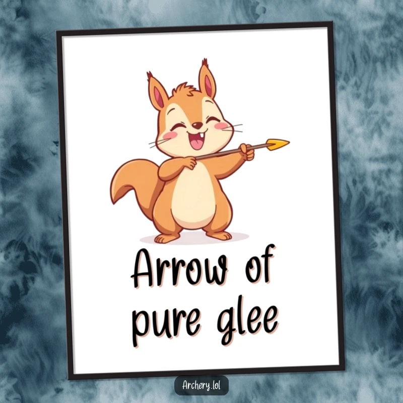 Funny Squirrel Archer Digital Art: A joyful squirrel releases an arrow, offering cheerful and humorous wall art.