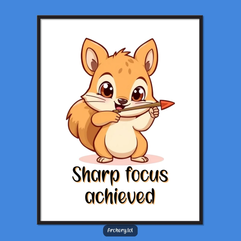 Funny Squirrel Archer Digital Art: Determined Aiming Print for Instant Focus