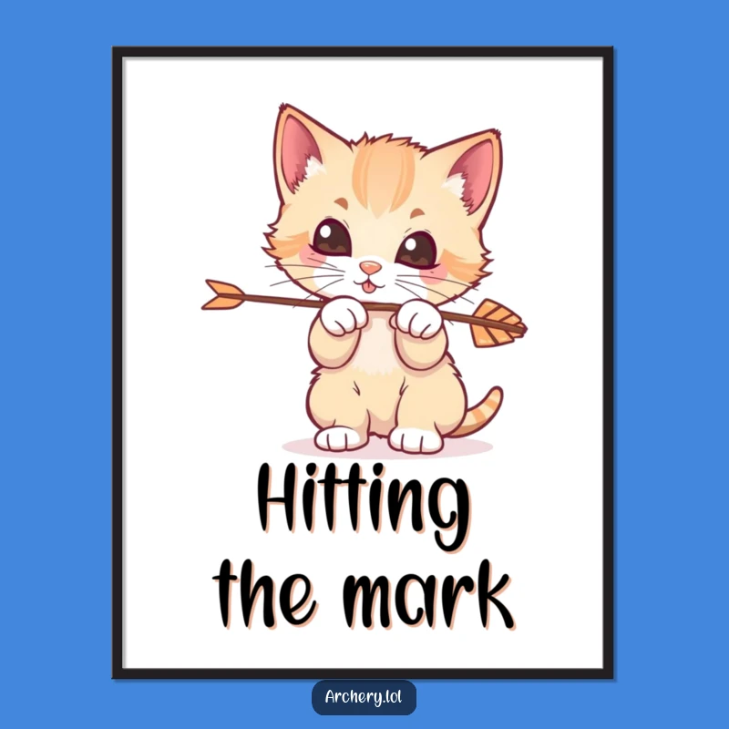 Funny Kitten Archer Digital Print: Playful Feline Artwork, Instant Gift