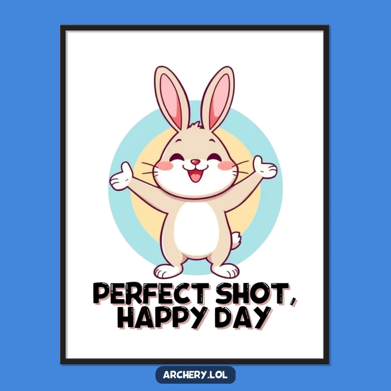 Funny Rabbit Archer Digital Art: Bullseye Celebration Captured, Hilarious Instant Download Decor
