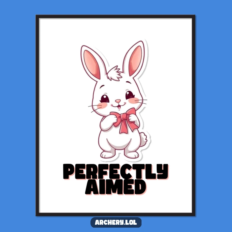 Funny Rabbit Archer Digital Art: Smirk Bow Drawing Print for Instant Laughs