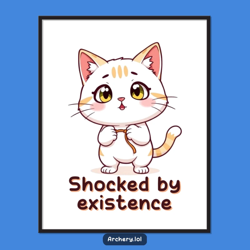 Funny Surprised Cat Digital Art: Wide-Eyed Archer, Instant Humorous Download
