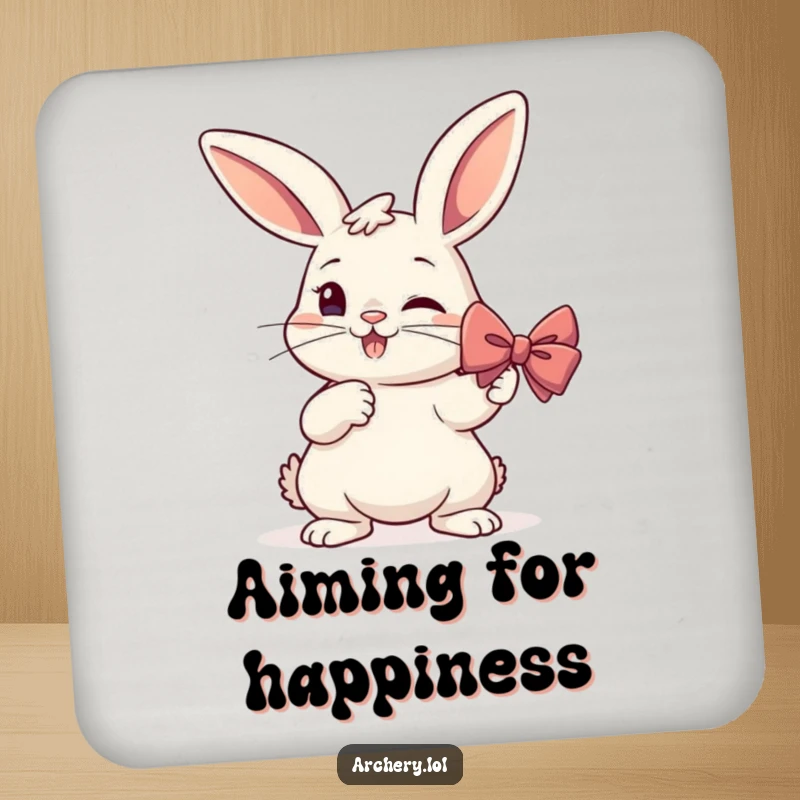 Funny Rabbit Archer Coasters: A determined rabbit draws its bow, providing a humorous touch to drink coasters.