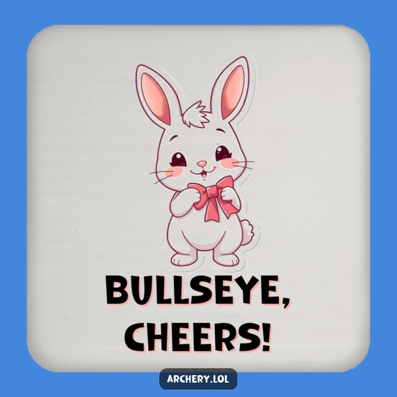 Funny Rabbit Archer Drink Coaster: Smirk Bow Drawing Protector, Gift Set