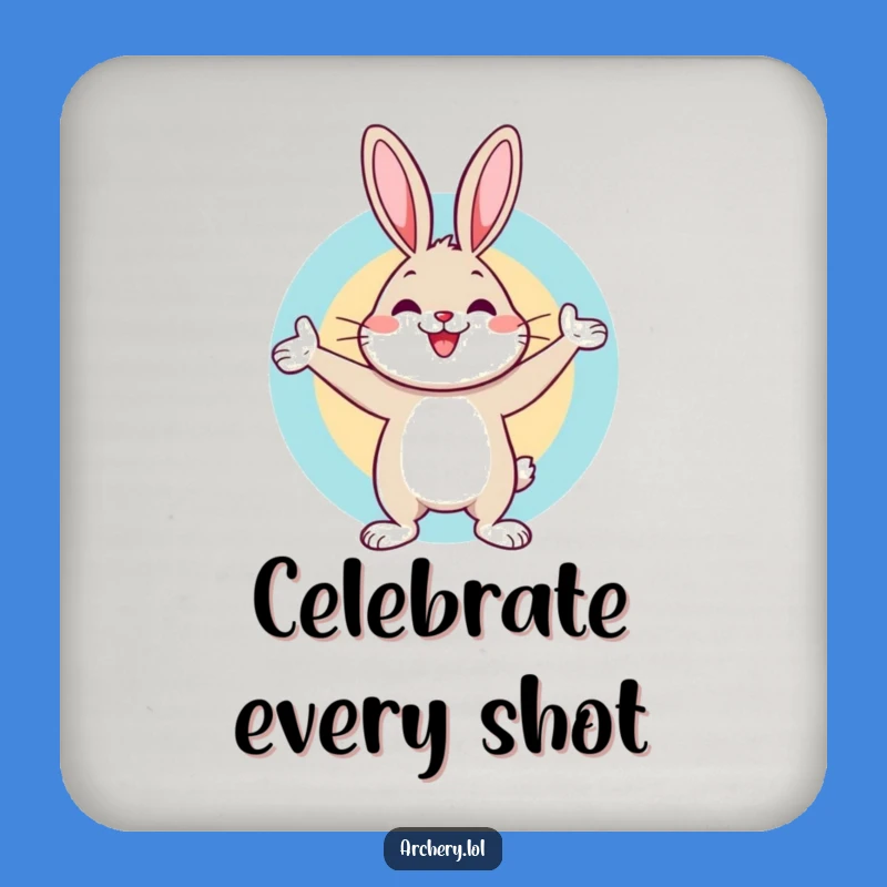 Funny Rabbit Archer Drink Coaster: Protect Surfaces from Bullseye Celebrations, Hilarious Accessory