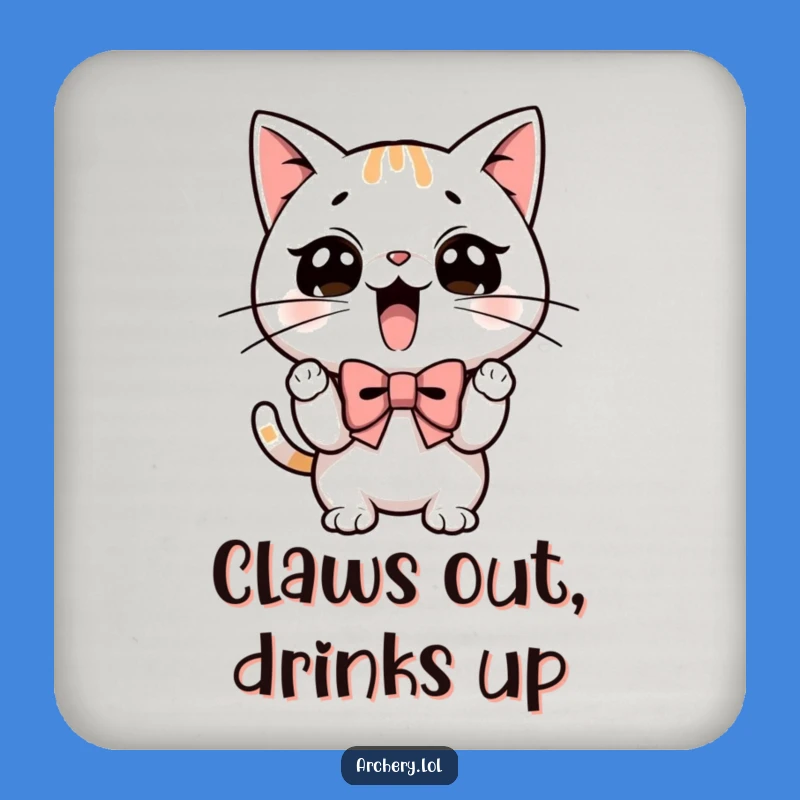 Funny Coaster: Determined Cat Archer - Protect Surfaces with Humor!