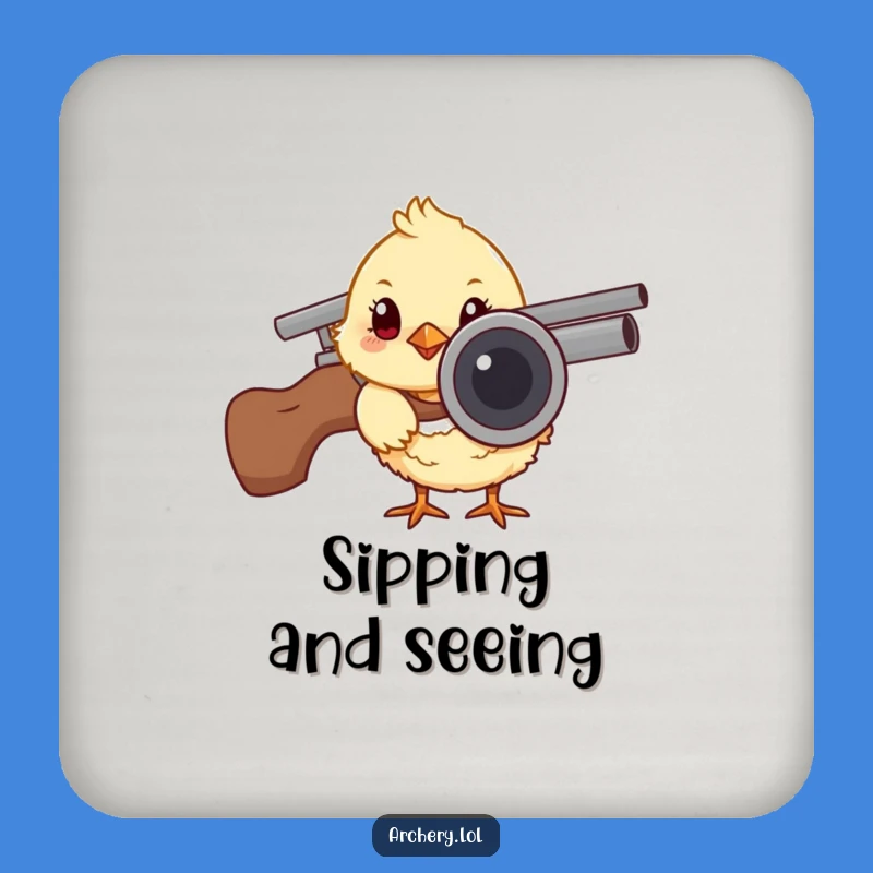 Funny Chick Archer Drink Coaster: Protect Surfaces from Curious Poses, Hilarious Accessory