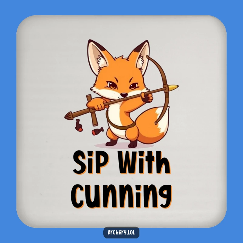 Funny Fox Archer Drink Coasters: Determined Fox Protection, Ideal Funny Gift Set