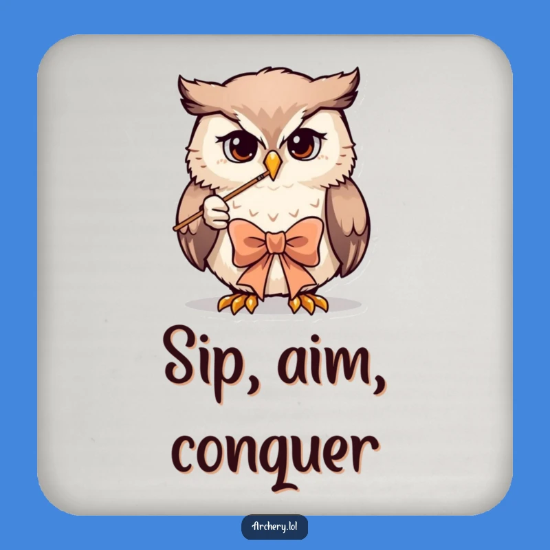Funny Owl Archer Coaster: Focused Protection, Unique Funny Gift Set