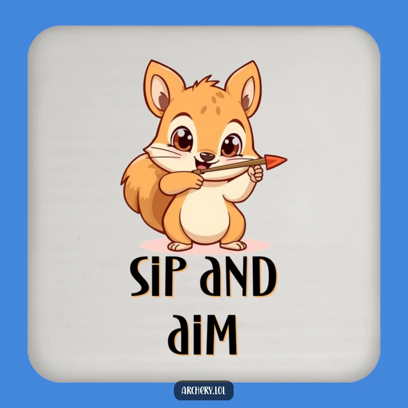 Funny Squirrel Archer Drink Coaster: Determined Aiming Protector, Gift Set