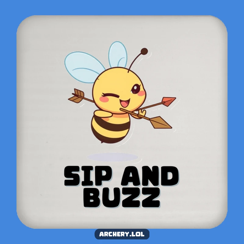Funny Bee Archer Drink Coasters: Protect Surfaces with a Determined Bee, Ideal Funny Gift Set