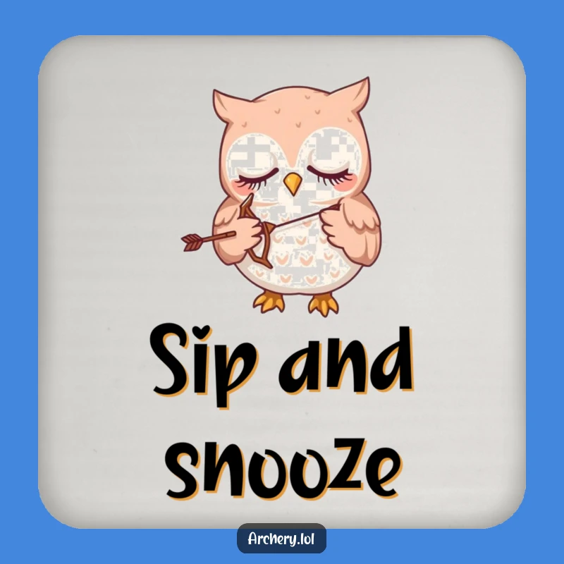 Funny Coaster: Sleepy Owl Archer - Protect Surfaces with Gentle Humor!