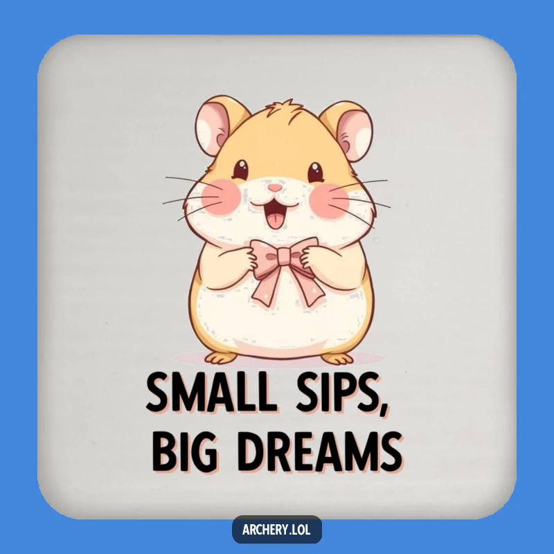 Funny Hamster Bow Drawing Coaster: Protect Surfaces with Art