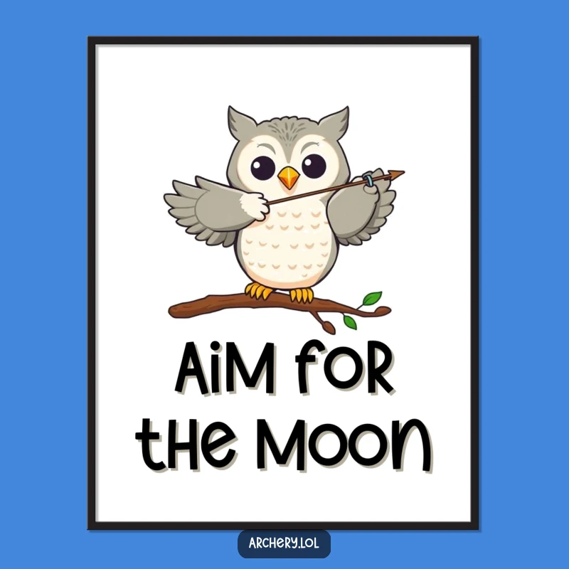 Funny Owl Archer Poster: Joyful Bird's Precision Aim, Whimsical Wall Art Gift