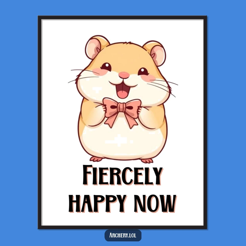 Funny Hamster Archer Poster: Determined Rodent Art, Whimsical Decor, Gift